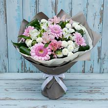 Букет цветов из:  Герберы, Альстромерии и Хризантемы в Кудрово Ленинградская область