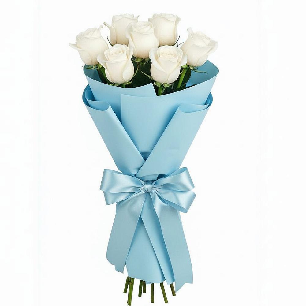 Букет 7 белых роз Проуд в Кудрово Ленинградская область