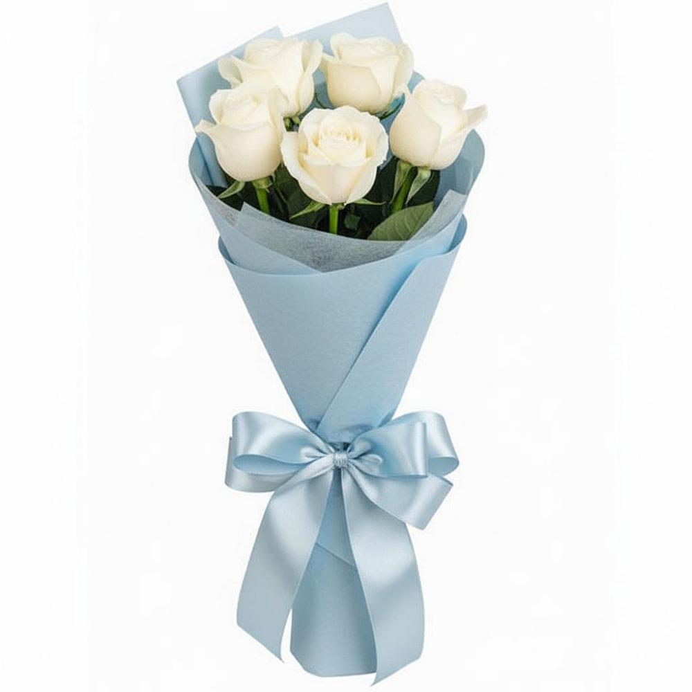 Букет 5 Белых роз Проуд в Кудрово Ленинградская область