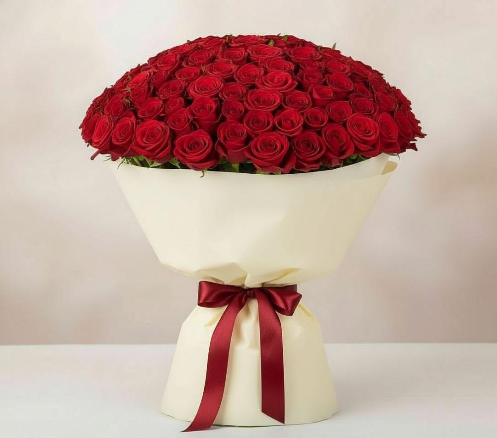 Букет 101 Красная роза Милано в Кудрово Ленинградская область