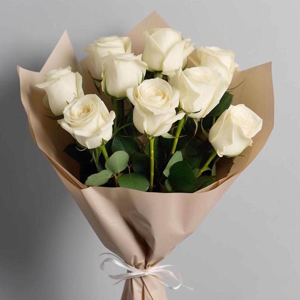 Букет 9 Белых роз Эдлесс Лав в Кудрово Ленинградская область