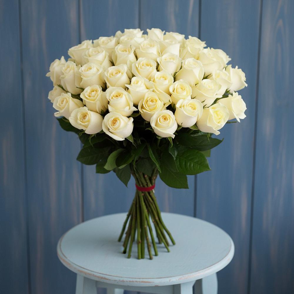 Букет 51 Белая роза Эдлесс Лав в Кудрово Ленинградская область