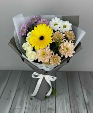 Букет цветов из:  Розы, Герберы и Хризантемы в Кудрово Ленинградская область