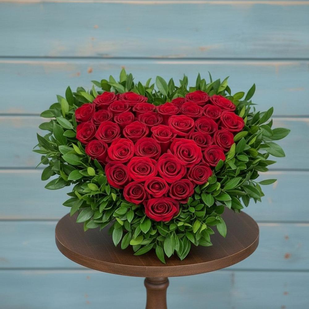 Цветочная композиция из Розы в виде сердца в Кудрово Ленинградская область