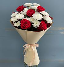 Букет цветов из:  Розы и Хризантемы в Кудрово Ленинградская область