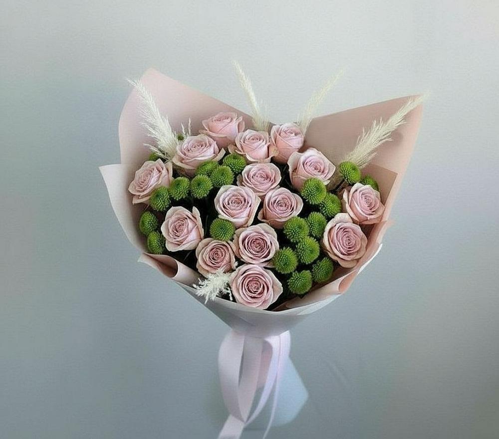 Букет цветов из: Розы и Хризантемы в Кудрово Ленинградская область