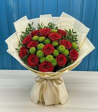 Букет цветов из:  Розы и Хризантемы в Кудрово Ленинградская область