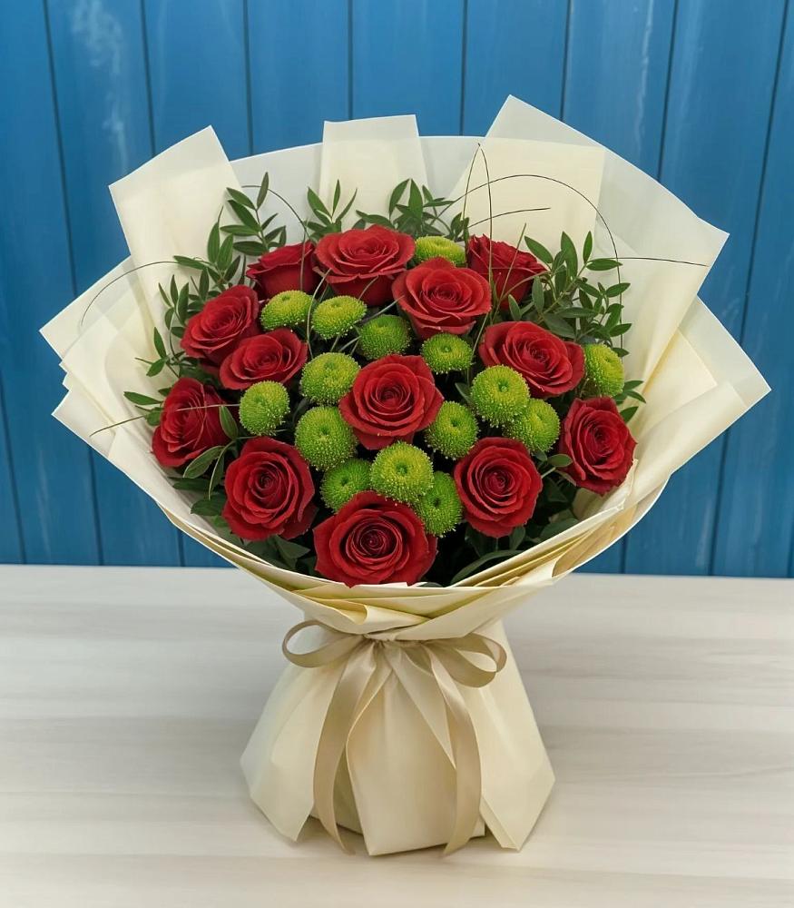 Букет цветов из: Розы и Хризантемы в Кудрово Ленинградская область